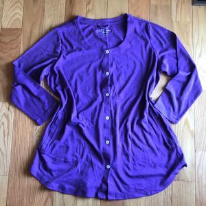 Carol hochman Purple Sleep Top button up button down